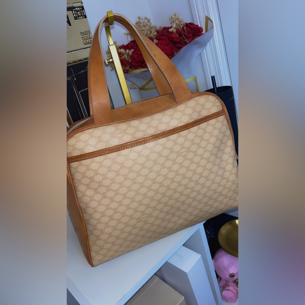 CELINE Tan Macadam Canvas top handle Tote Bag - Picture 13 of 15